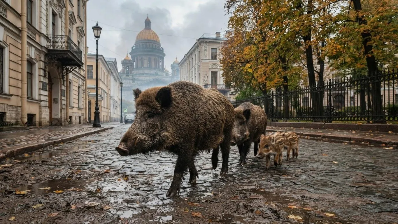 Хрюкающие путешественники: В Петербурге поймали пятерых диких кабанов