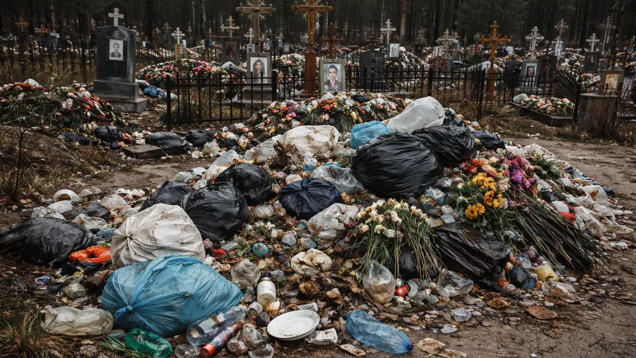 Переполненные контейнеры и летающий мусор: что происходит на кладбищах Улан-Удэ