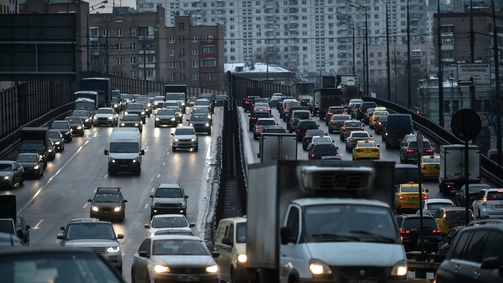 Автомобильные заторы в Москве.