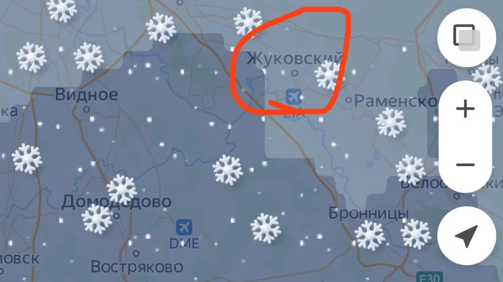 Карта осадков не обещает прекращение снегопада