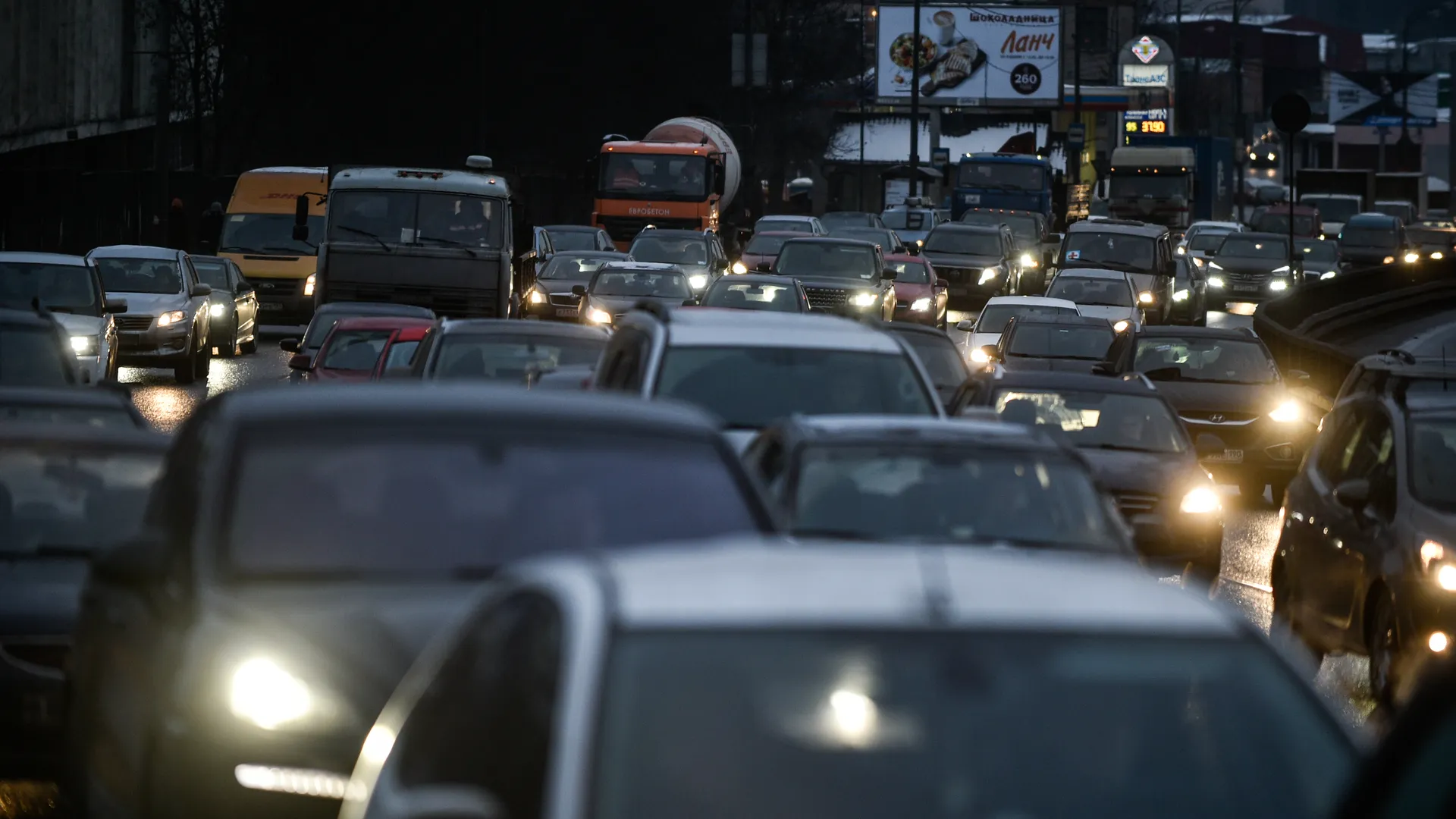 Автомобильные заторы в Москве.