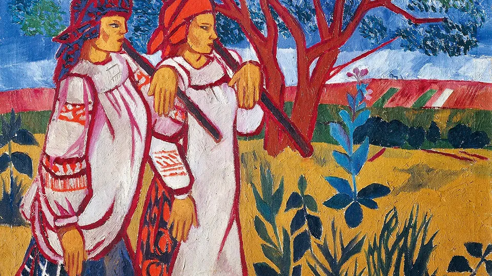 Фото: Гончарова Наталия Сергеевна, Бабы с граблями, 1909. Серпуховский историко-художественный музей
