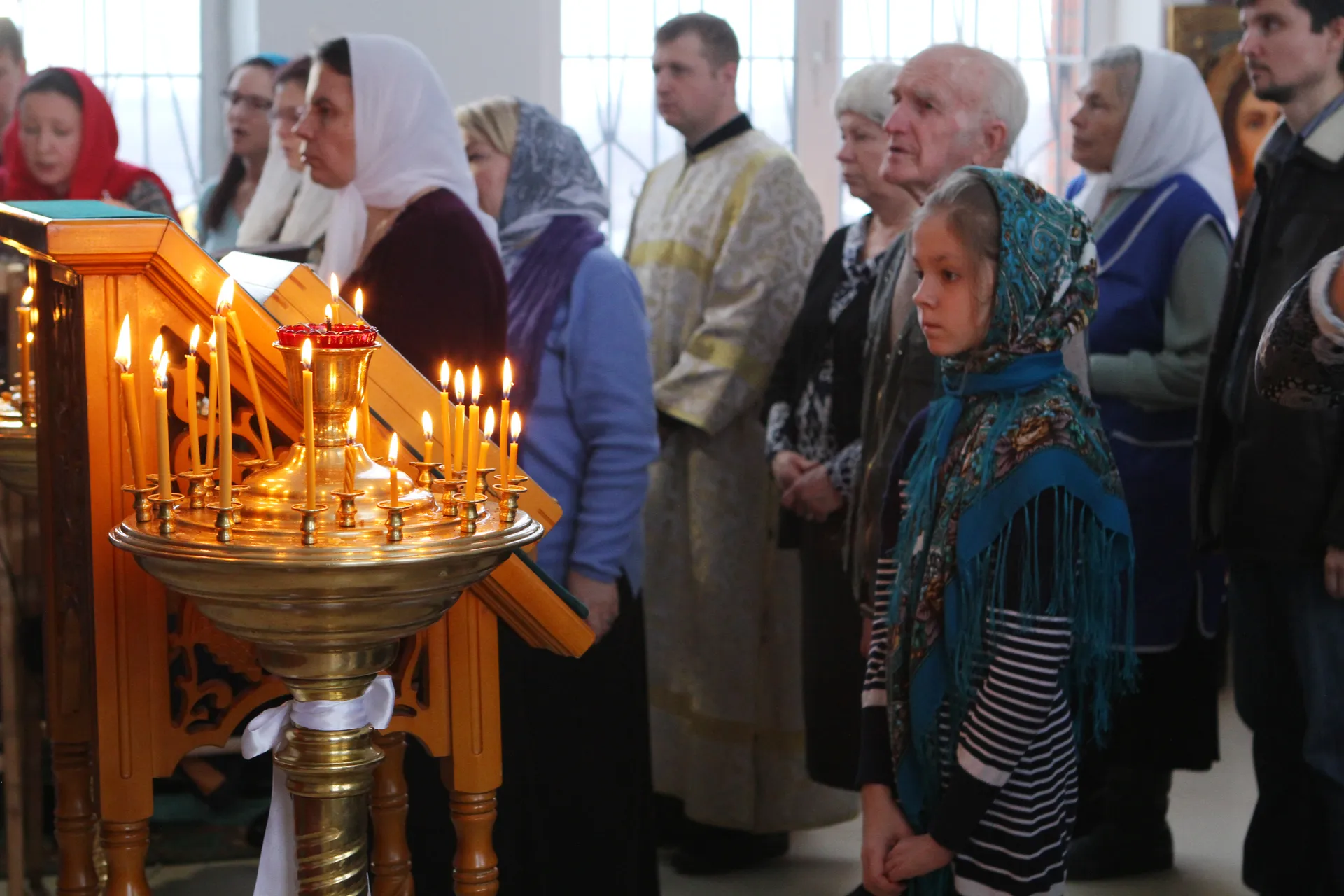 Церковная служба в Крещенский Сочельник в Луховицах