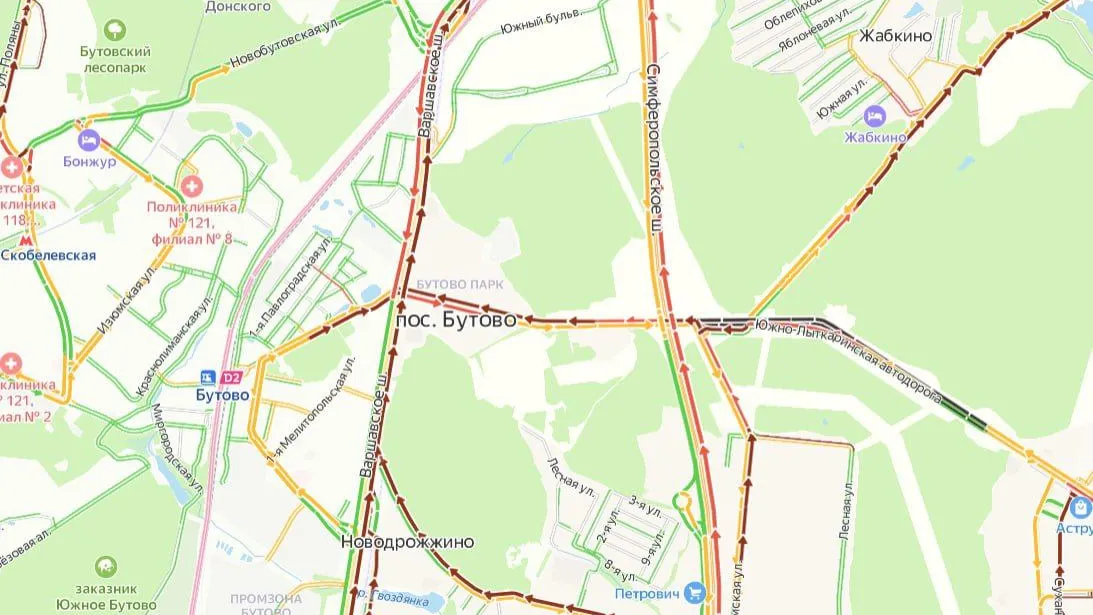 Карта пробок в Ленинском округе сегодня&nbsp;