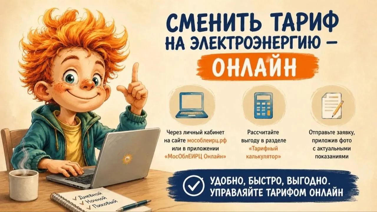 Жителям Подмосковья рассказали, как сменить тариф на электроэнергию без визита в МосОблЕИРЦ