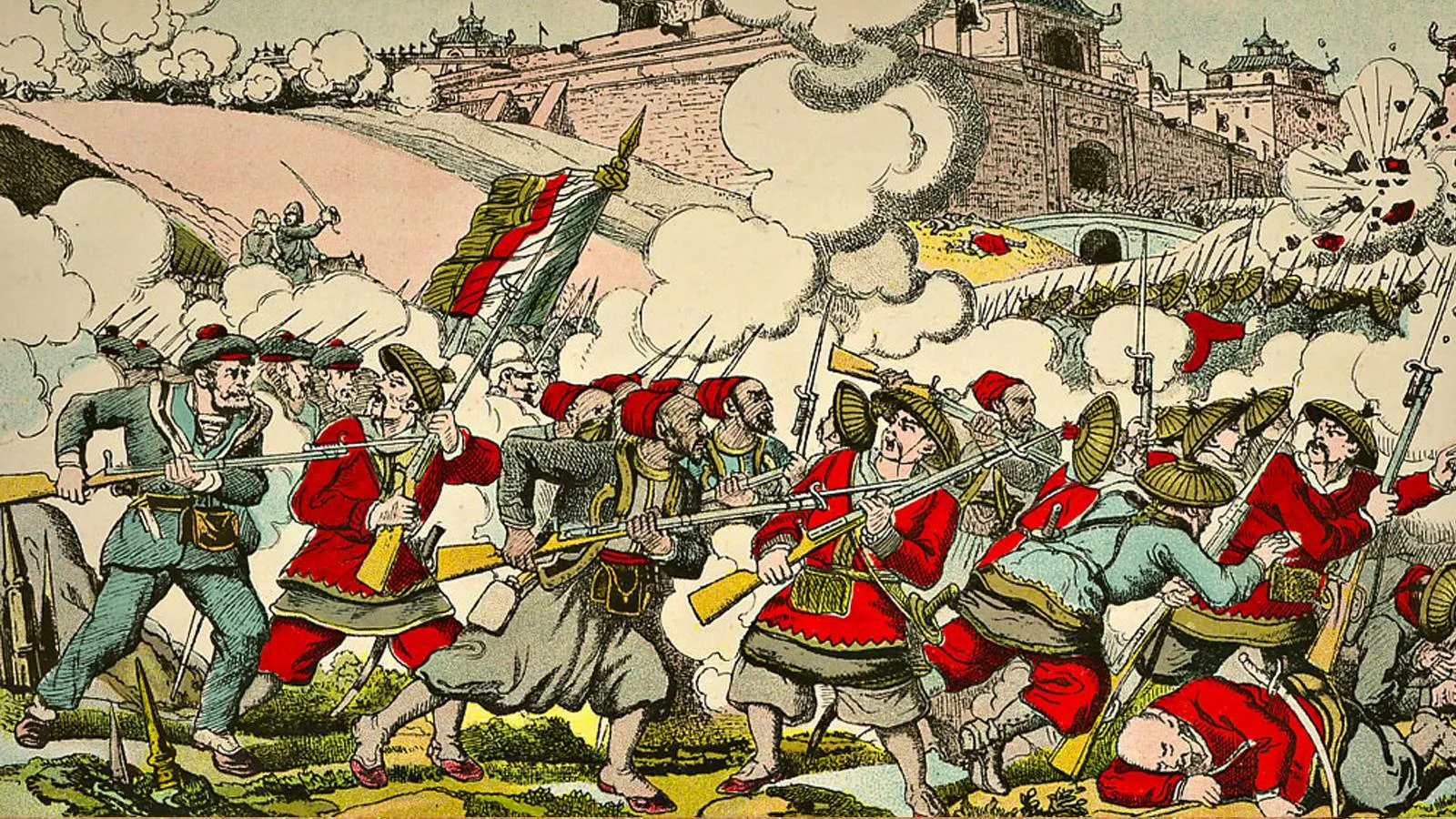 Захват цитадели Бак Нинь войсками Франции 12 марта 1884 года, французская иллюстрация того времени