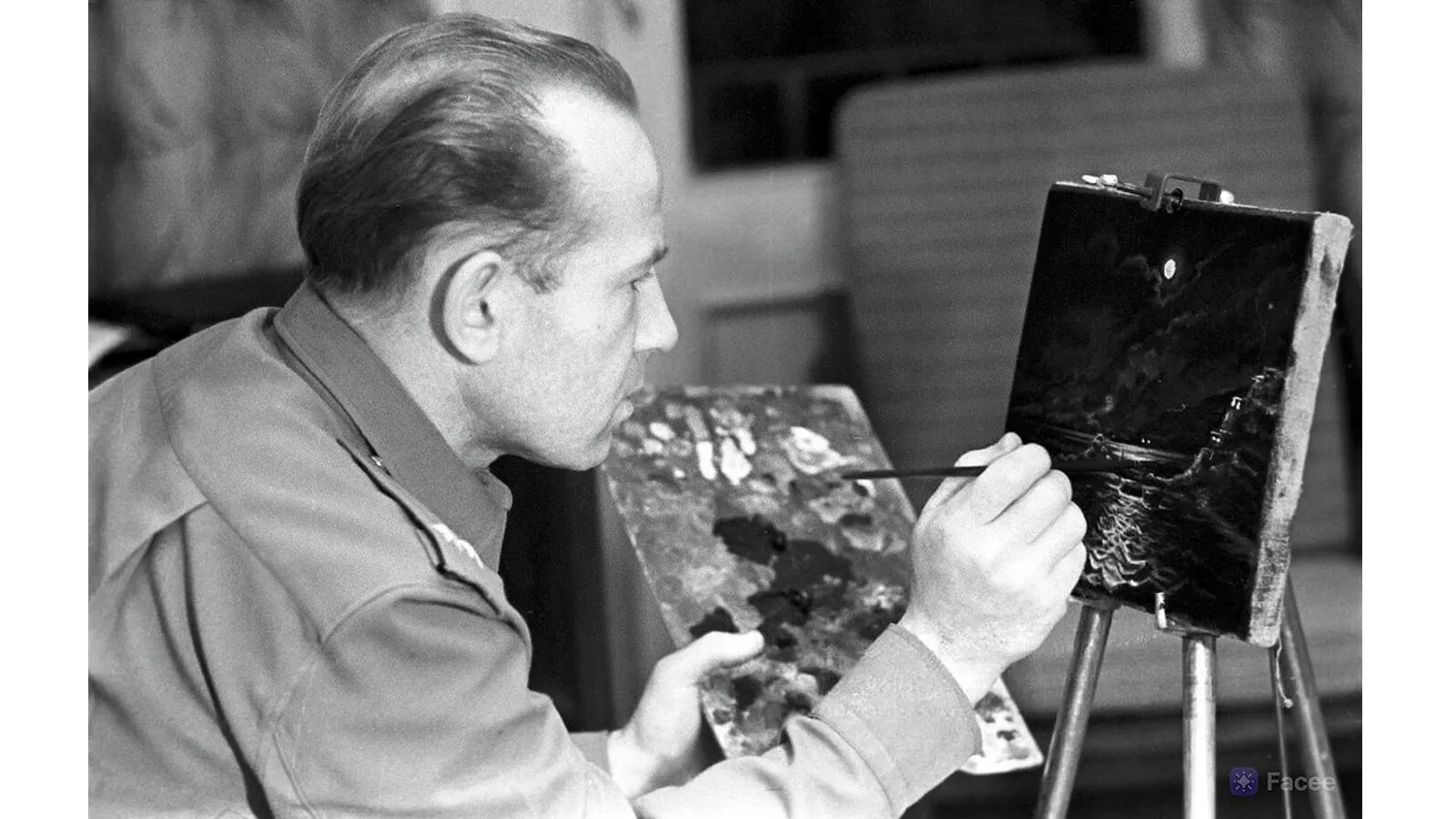 летчик-космонавт Алексей Леонов пишет картину «В космосе», 1966 год. Александр Моклецов