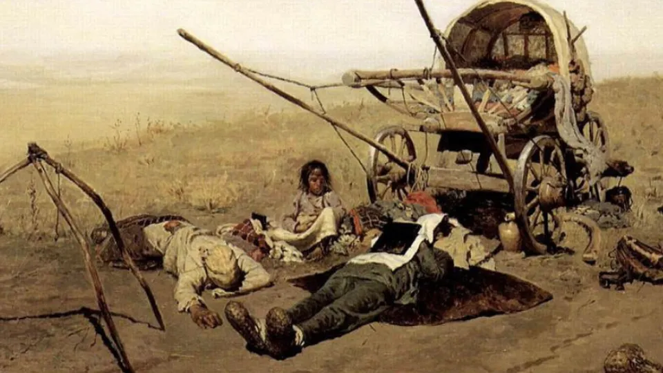 Картина «В дороге. Смерть переселенца». Автор Сергей Иванов. Из коллекции «Третьяковской галереи»